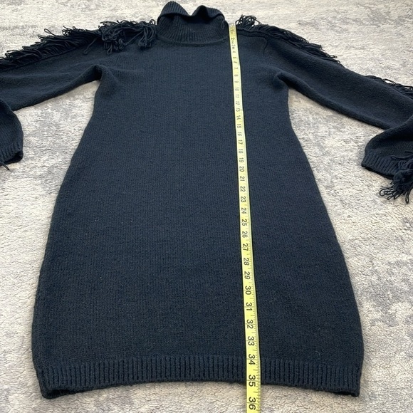 NWT Milly Rowe Fringe Sleeve Sweater Dress Mini Bodycon Turtleneck Sz P - Picture 10 of 14